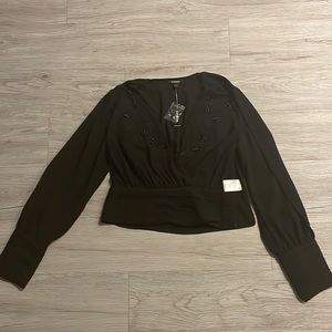 Brand new black beaded express shirt - small